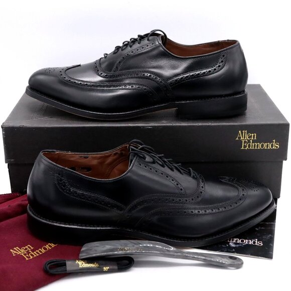 Allen Edmonds Chester Wingtip Oxford Black Leather Dress Shoes Sz 9.5 C (narrow)